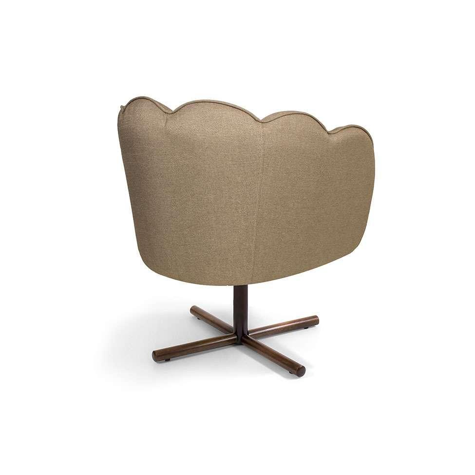 Poltrona Ariel Giratória Linho Bege e Castanho - 4