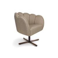 Poltrona Ariel Giratória Linho Bege e Castanho - 1