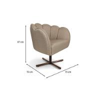 Poltrona Ariel Giratória Linho Bege e Castanho - 3