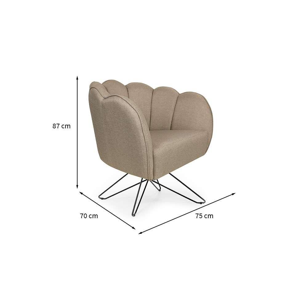 Poltrona Ariel Base Aço Linho Bege e Preta - 3