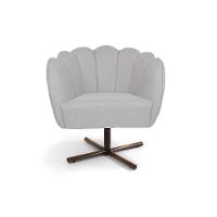 Poltrona Ariel Giratória Linho Creme e Castanho - 2