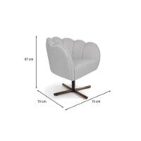 Poltrona Ariel Giratória Linho Creme e Castanho - 3