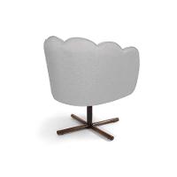 Poltrona Ariel Giratória Linho Creme e Castanho