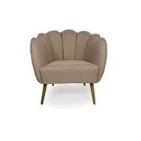 Poltrona Ariel Pé Palito Linho Bege e Madeira - 2