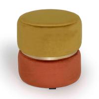 Puff Round Rainbown Veludo Ouro e Laranja - 1