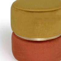 Puff Round Rainbown Veludo Ouro e Laranja - 2