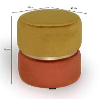 Puff Round Rainbown Veludo Ouro e Laranja - 3