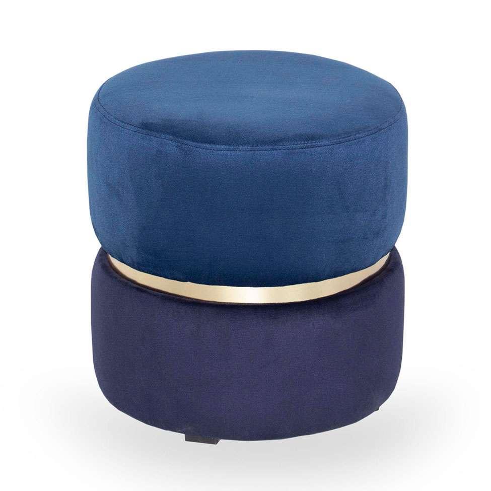 Puff Round Rainbown Veludo Royal e Marinho - 1