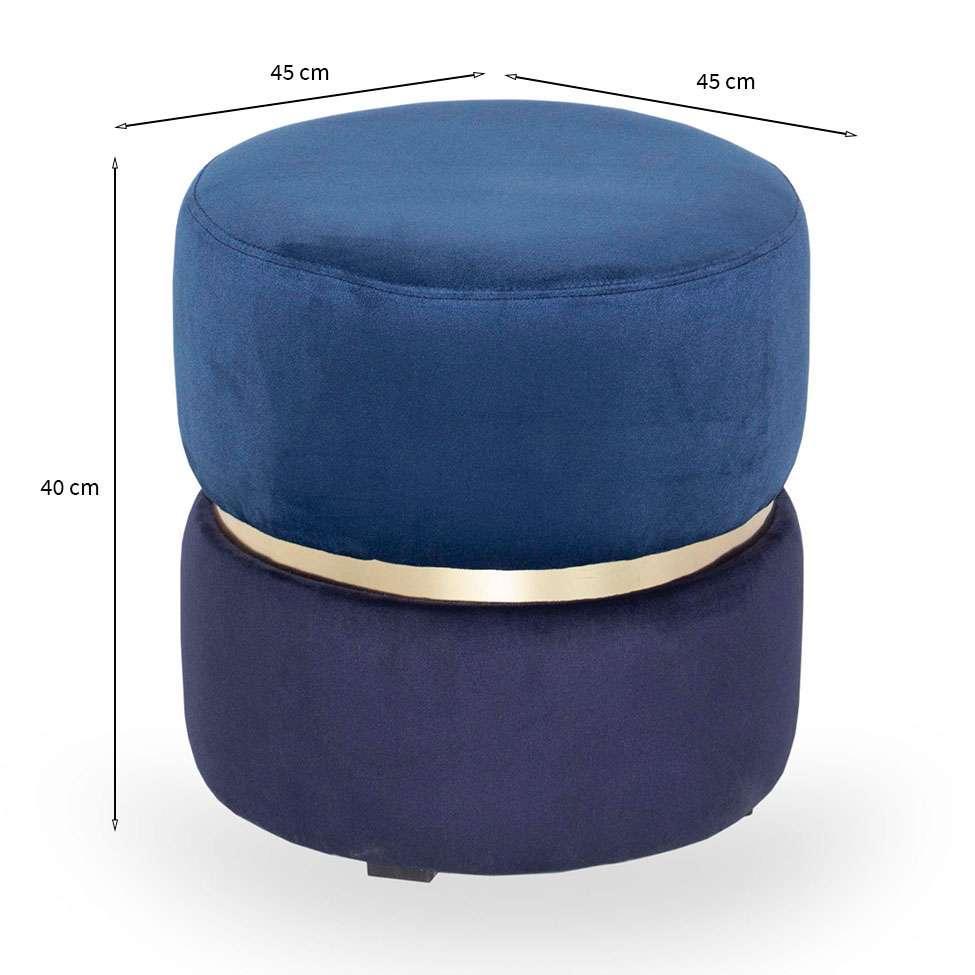 Puff Round Rainbown Veludo Royal e Marinho - 3