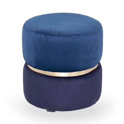 Puff Round Rainbown Veludo Royal e Marinho