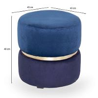 Puff Round Rainbown Veludo Royal e Marinho - 3