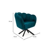 Poltrona Ariel Giratória Veludo Turquesa e Preta - 3