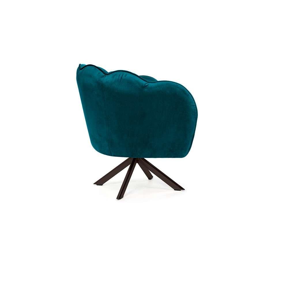 Poltrona Ariel Giratória Veludo Turquesa e Chocolate - 4