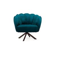 Poltrona Ariel Giratória Veludo Turquesa e Chocolate - 2