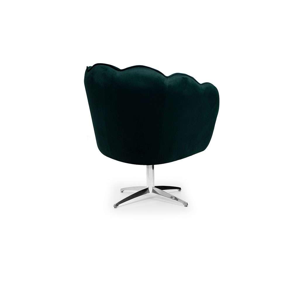Poltrona Ariel Giratória Suede Esmeralda e Cromada - 4