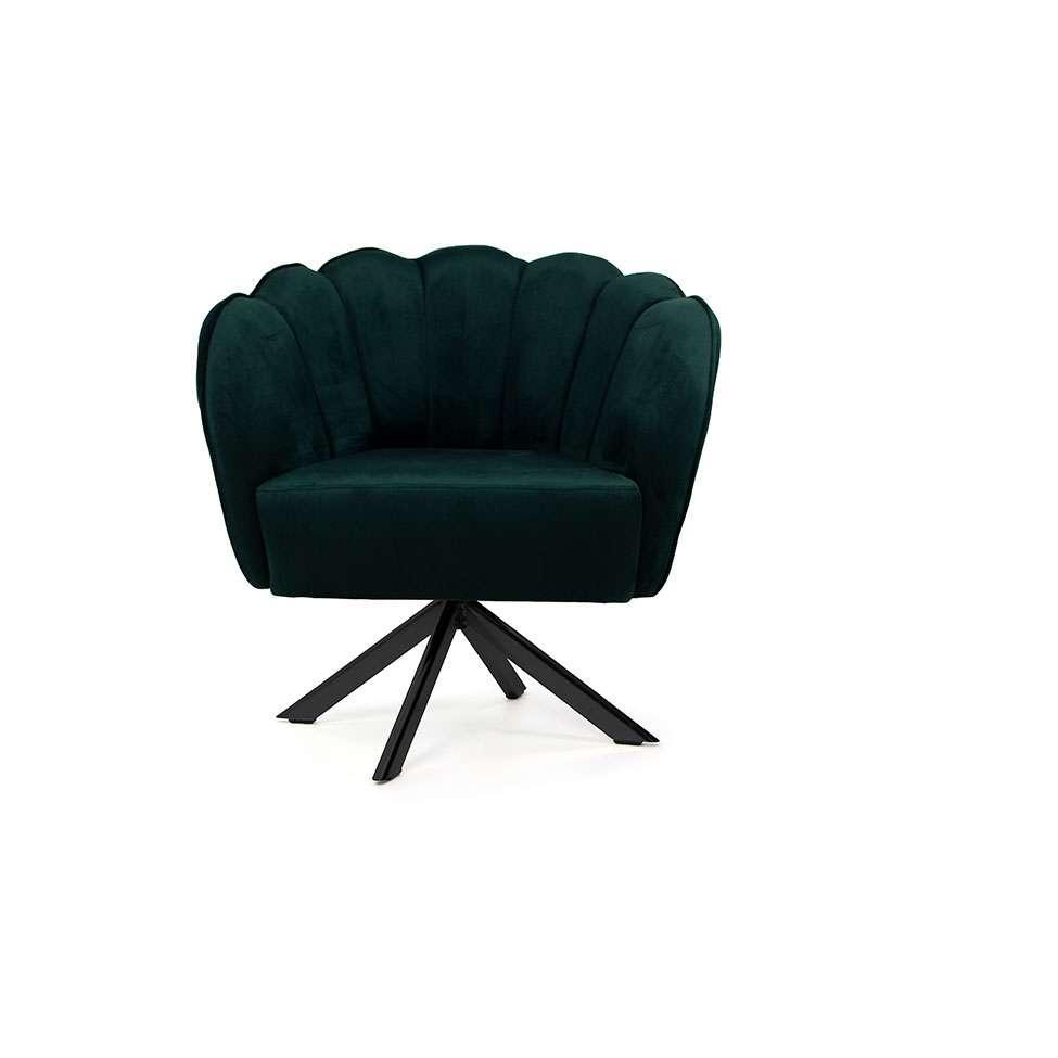 Poltrona Ariel Giratória Suede Esmeralda e Preta - 2