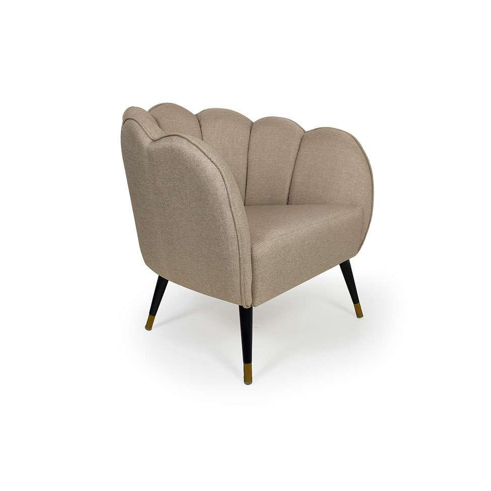 Poltrona Ariel Pé Palito Linho Bege e Preta - 1