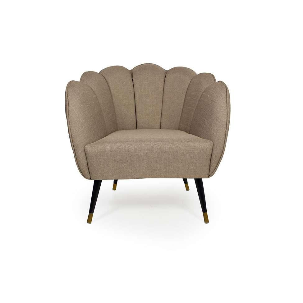 Poltrona Ariel Pé Palito Linho Bege e Preta - 2