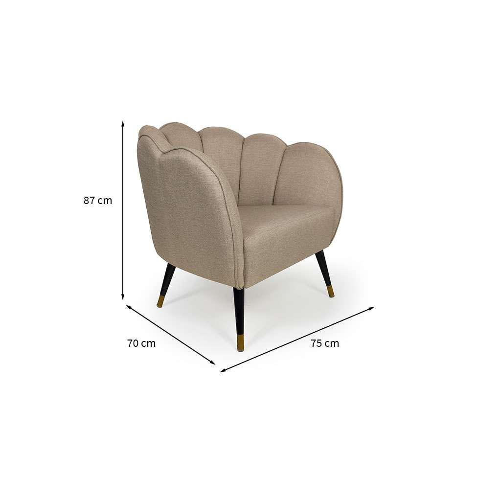 Poltrona Ariel Pé Palito Linho Bege e Preta - 3