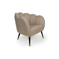 Poltrona Ariel Pé Palito Linho Bege e Preta - 1