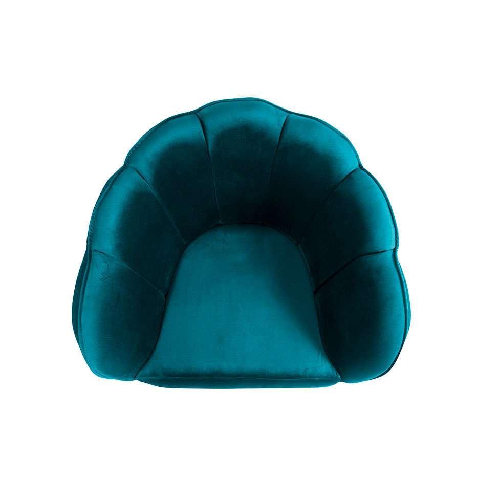 Poltrona Ariel Pé Palito Veludo Turquesa e Cobre - 7