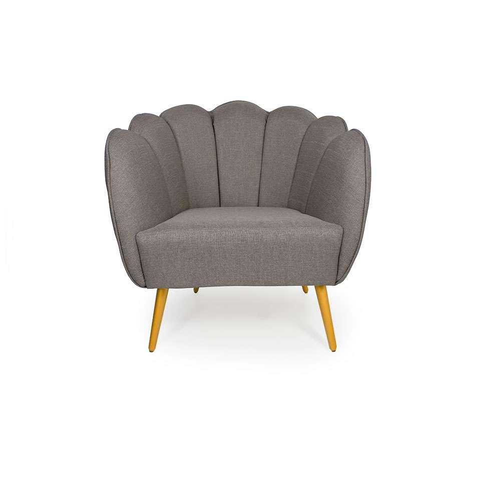 Poltrona Ariel Pé Palito Linho Fendi e Bronze - 2