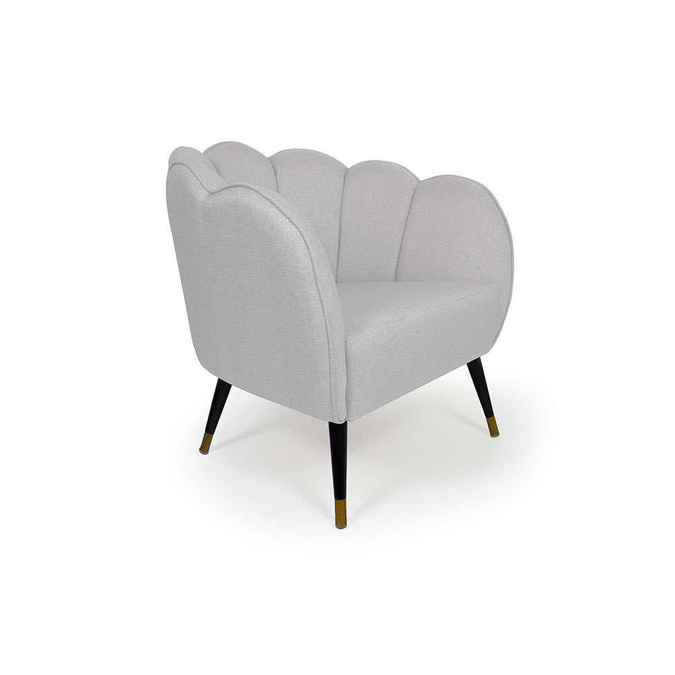 Poltrona Ariel Pé Palito Linho Creme e Preta - 1