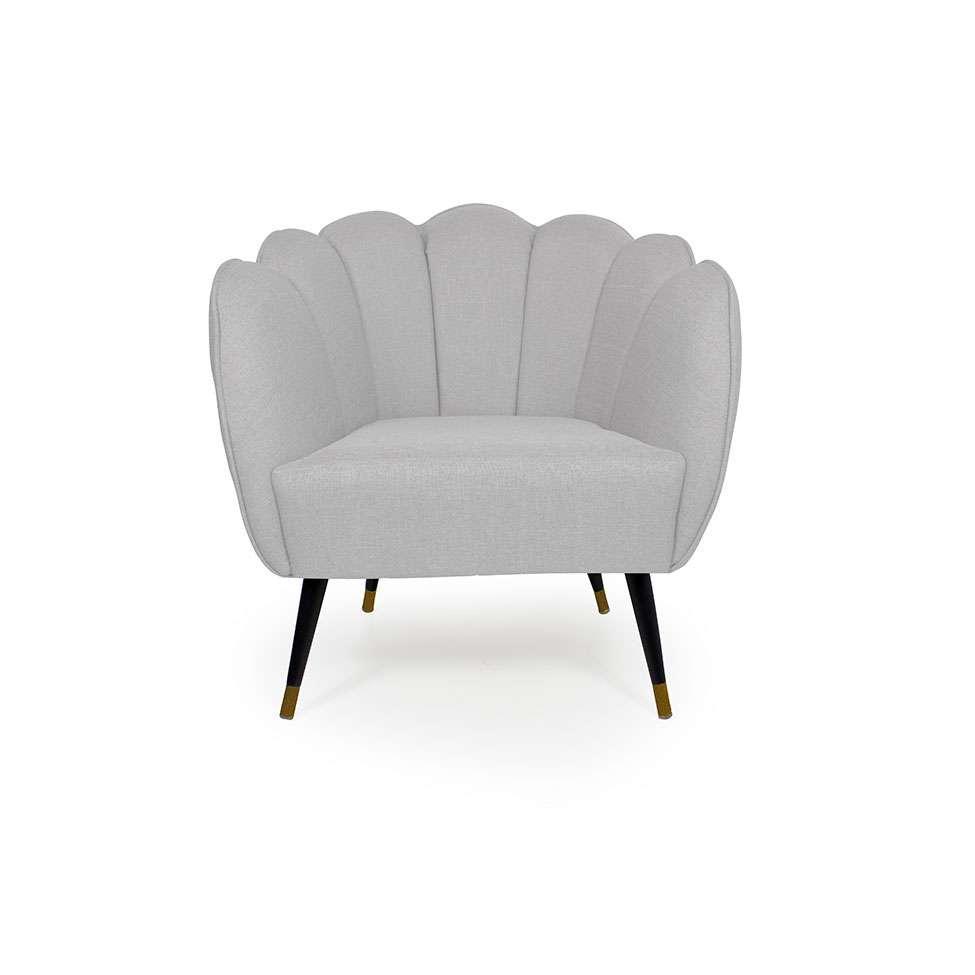 Poltrona Ariel Pé Palito Linho Creme e Preta - 2