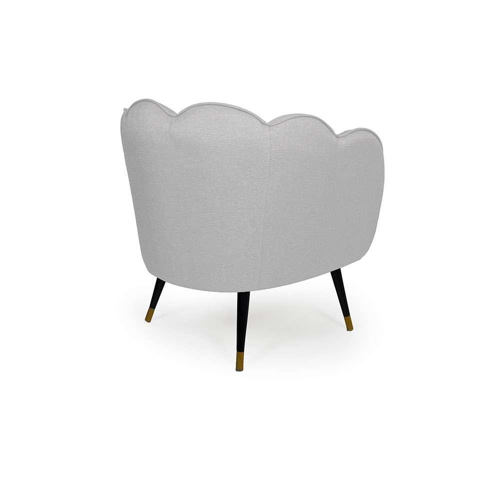 Poltrona Ariel Pé Palito Linho Creme e Preta - 5