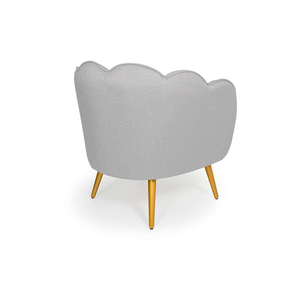 Poltrona Ariel Pé Palito Linho Creme e Bronze - 4