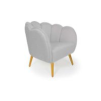 Poltrona Ariel Pé Palito Linho Creme e Bronze - 1