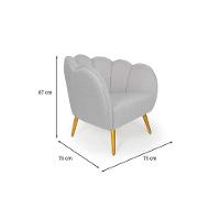 Poltrona Ariel Pé Palito Linho Creme e Bronze - 3