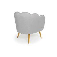 Poltrona Ariel Pé Palito Linho Creme e Bronze