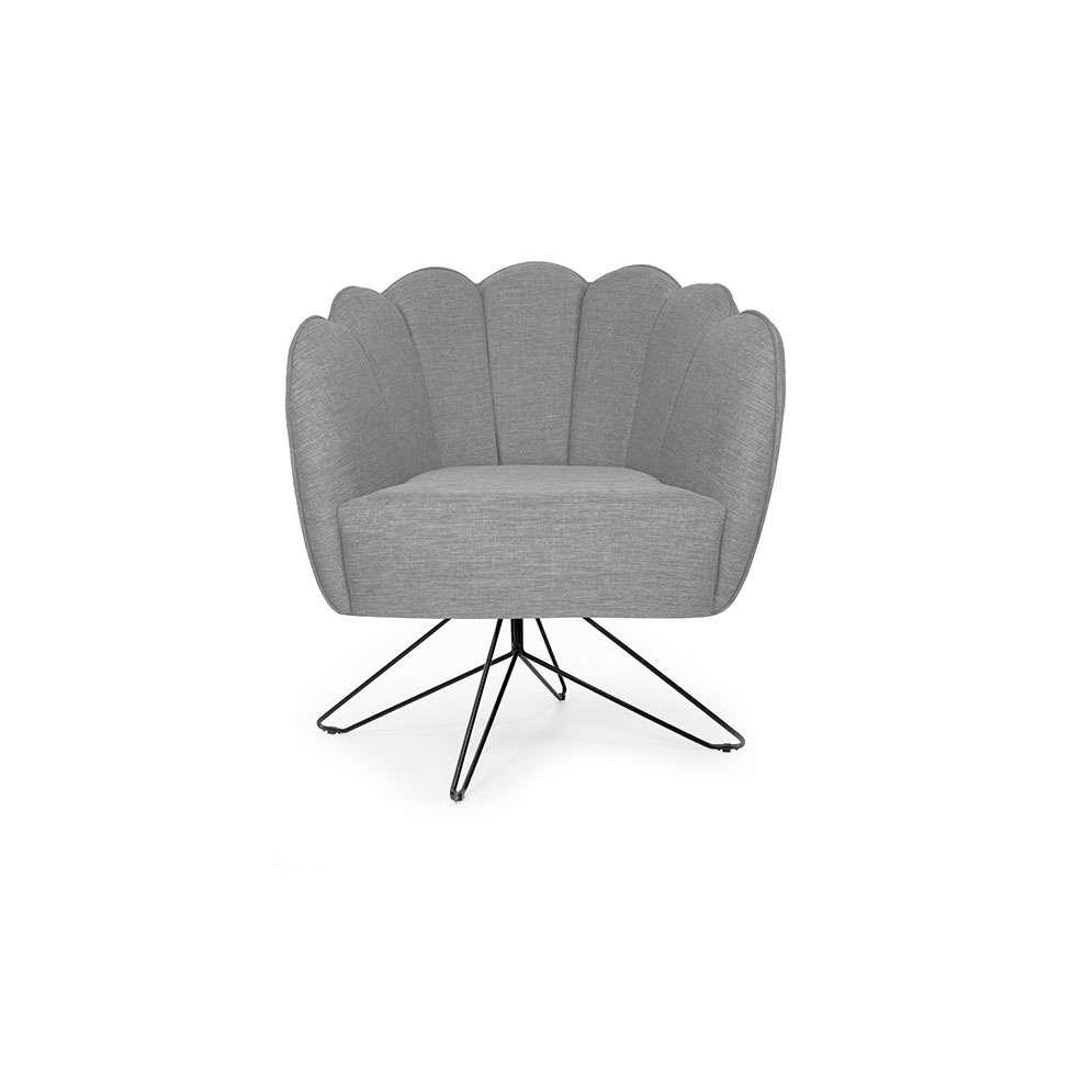 Poltrona Ariel Base Aço Linho Mescla Cinza e Preta - 2