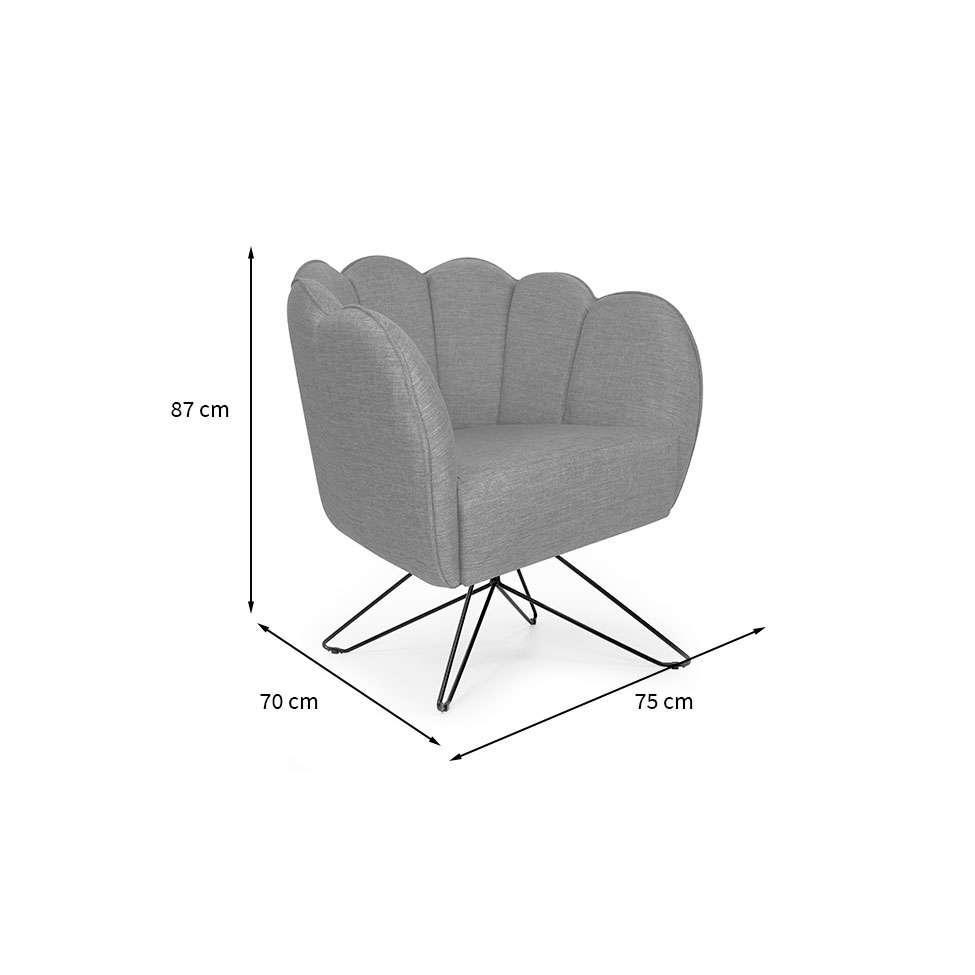 Poltrona Ariel Base Aço Linho Mescla Cinza e Preta - 3