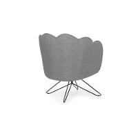 Poltrona Ariel Base Aço Linho Mescla Cinza e Preta