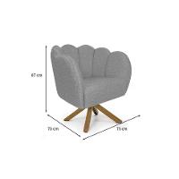 Poltrona Ariel Giratória Linho Mescla Cinza e Madeira - 3