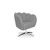 Poltrona Ariel Giratória Linho Mescla Cinza e Cromada - 1