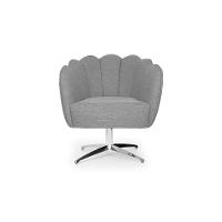 Poltrona Ariel Giratória Linho Mescla Cinza e Cromada - 2