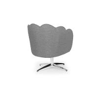 Poltrona Ariel Giratória Linho Mescla Cinza e Cromada