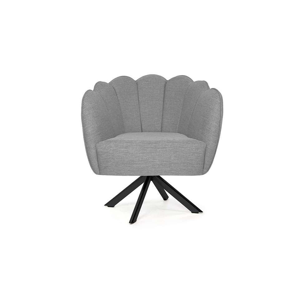 Poltrona Ariel Giratória Linho Mescla Cinza e Preta - 2