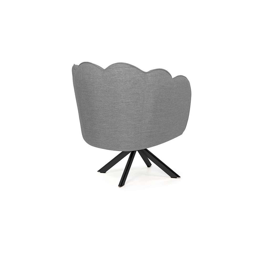 Poltrona Ariel Giratória Linho Mescla Cinza e Preta - 5