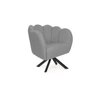 Poltrona Ariel Giratória Linho Mescla Cinza e Preta - 1
