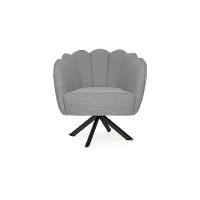 Poltrona Ariel Giratória Linho Mescla Cinza e Preta - 2