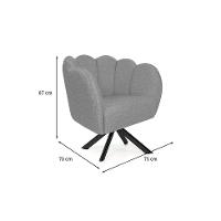 Poltrona Ariel Giratória Linho Mescla Cinza e Preta - 3