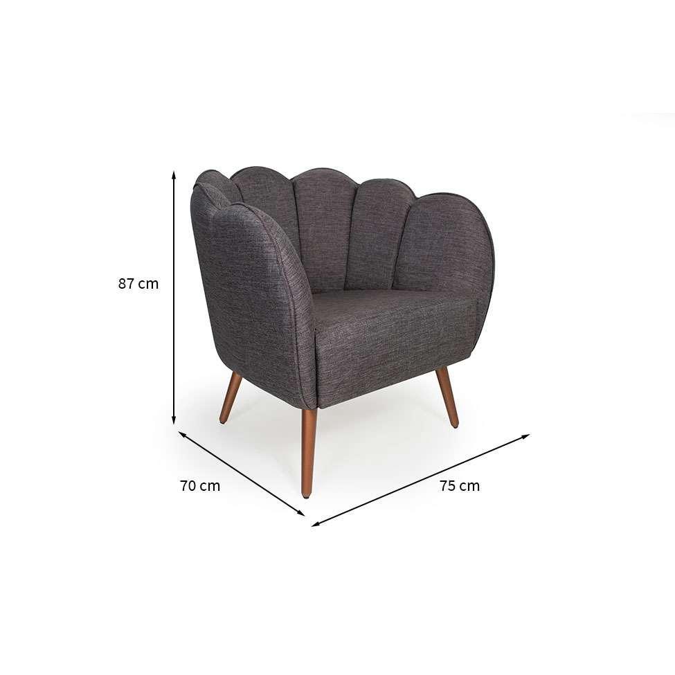 Poltrona Ariel Pé Palito Linho Mescla Marrom e Cobre - 3