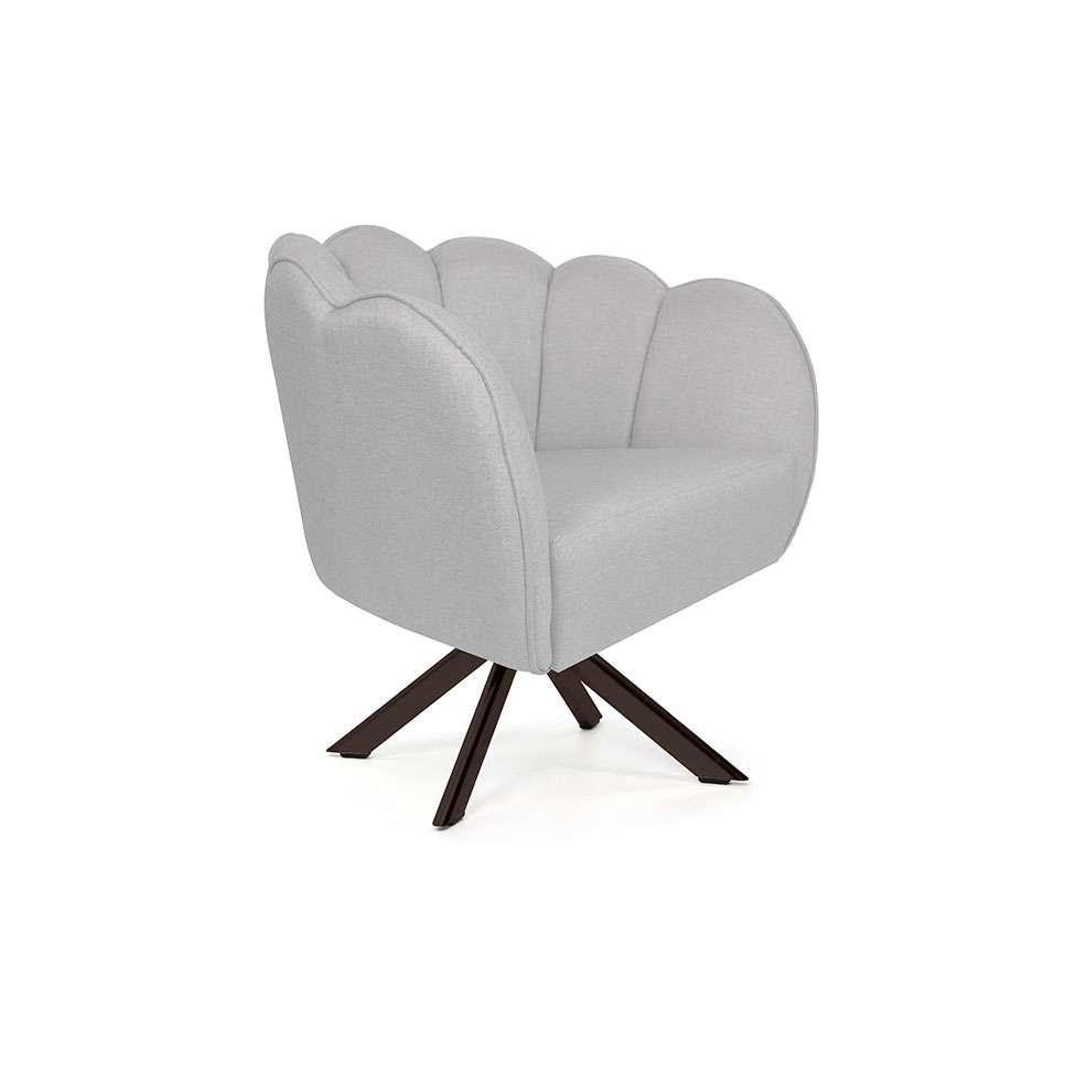 Poltrona Ariel Giratória Linho Creme e Chocolate - 1