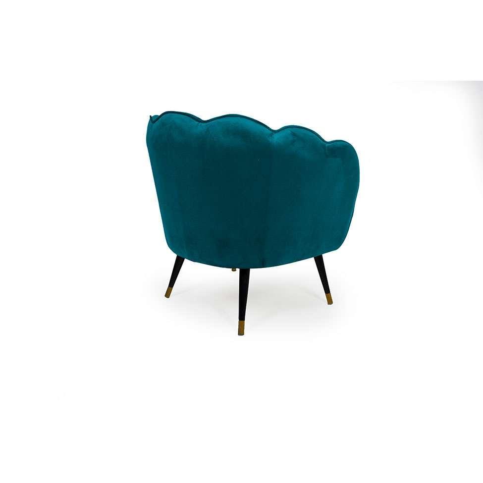 Poltrona Ariel Pé Palito Veludo Turquesa e Preta - 4