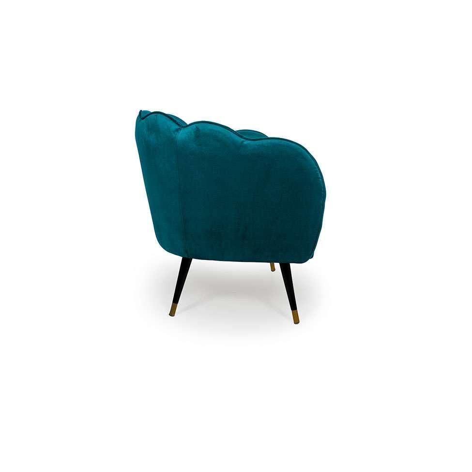 Poltrona Ariel Pé Palito Veludo Turquesa e Preta - 5