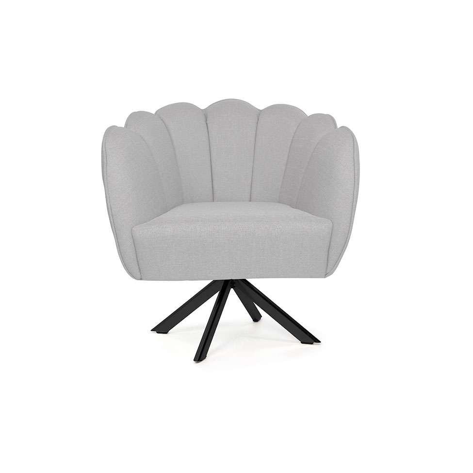 Poltrona Ariel Giratória Linho Creme e Preta - 2